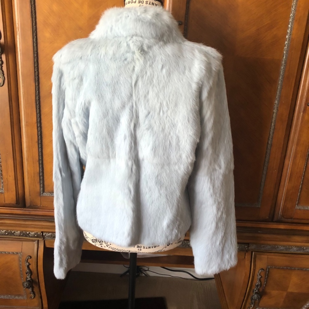 Gorgeous Stunning Ice Blue Rabbit Fur Coat Awesome Beautiful Warm Coat Jacket - Picture 2 of 7